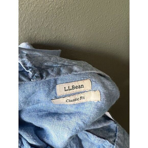 LL Bean Womens Blue Linen Straight Leg Pants w/ Drawstring Size 14 Classic Fit - Picture 4 of 4